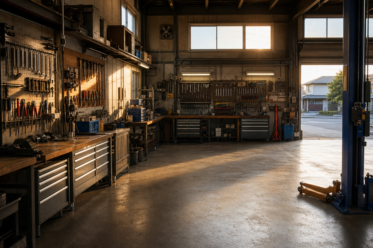 みのり自動車工業の作業場